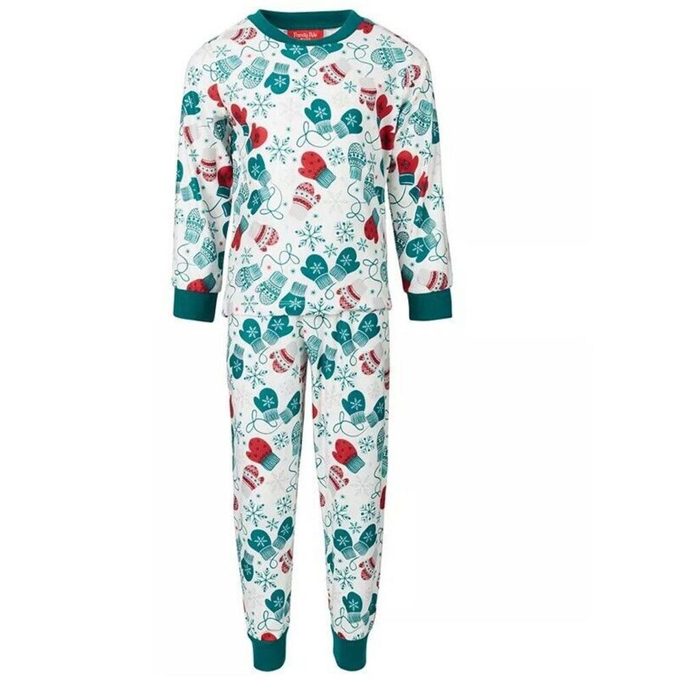 Family Pajamas Toddler Mittens Pajamas Set Green Size 2T-3T
